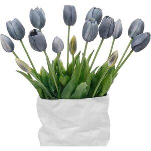 15-Pcs Autumu Blue Artificial Flowers Faux Plastic Tulips Garden Home Decor